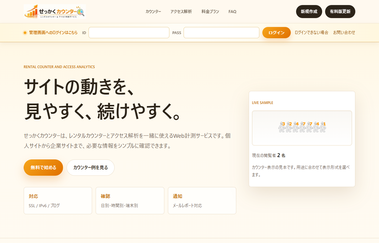 せっかくカウンターのトップページ